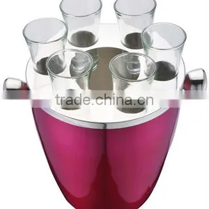Stainless Steel Ice Bucket With 6pcs Glass Cup thumbnail-1