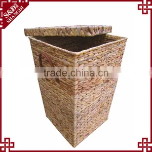 Set of 2 Stackable Hyacinth Hamper Basket With Lid Home Laundry Hamper thumbnail-2