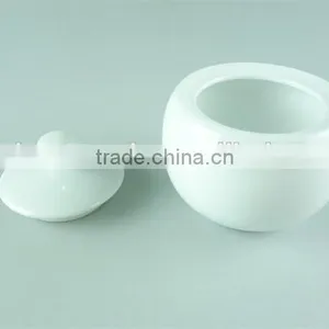Cheap Ceramic Plain White Dinnerware Type Round Sugar Pot With Lid thumbnail-2