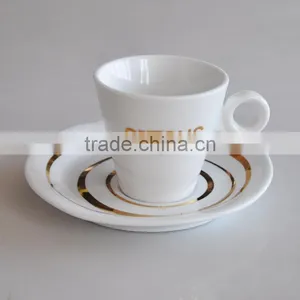 Wholesale Factory Ceramic Cup and Sauser Coffee Set With Golden Decal thumbnail-1