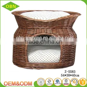 China Custom Nice Quality Beautiful Antique Pet House Wicker Dog Bed Indoor Cat House for Sale thumbnail-1