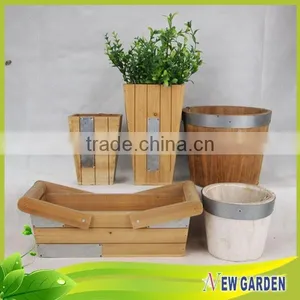 Handicraft Attractive Price Outdoor Garden Tall Square Wooden Vases thumbnail-1