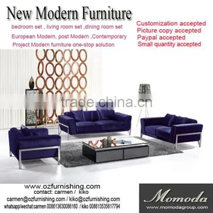 JR8018 Modern Purple Velvet Fabric Sofa 2017 New Living Room Italian Metal Sofa Couch thumbnail-1