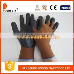 Browm Nylon Glove Nitrile Coated Working Safety Glove thumbnail-1