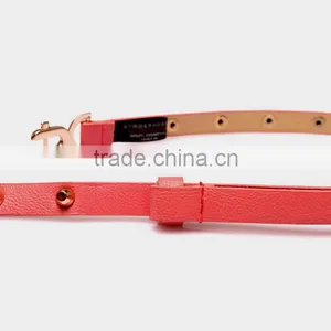 Fashion Rivets Decorated DU Buckle Sex Girl Thin Pink PU Waist Belt thumbnail-6
