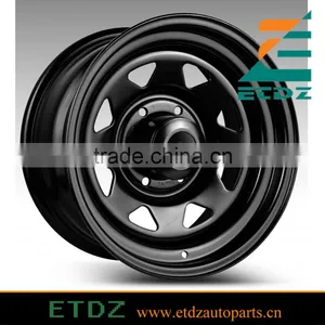 14x6 Eight Spoke Terra Black With no Pin Steel Wheels for 4x4, SUV & Trailers thumbnail-1