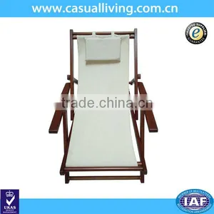 Outdoor Wooden 4 Level Adjustable Folding Recliner Chair thumbnail-1