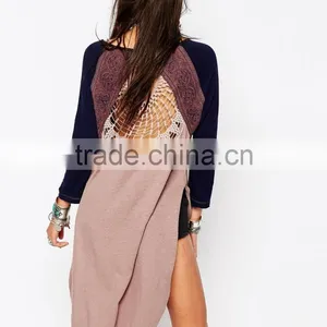 China Factory OEM ODM 2015 New Fashion Customized Round Neckline Tunic With Crochet Lace Back thumbnail-3