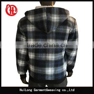 Custom Fashion Men Winter Grid Style Hoodie Fleece Jacket thumbnail-2