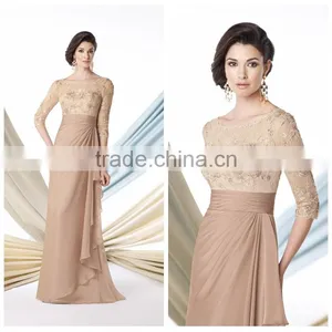 Mother of Bride Long Sleeve Lace Chiffon Evening Dress Porn thumbnail-1