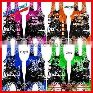 Wholesale Dye Sublimated Printing Cheap Wrestling Singlets for Sale thumbnail-2