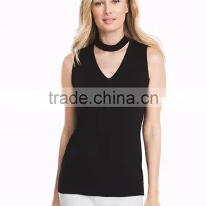 MGOO Gold Supplier Custom Latest Design In V Neck Tank Top Hotsale Women Net Tops thumbnail-2