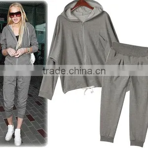Wholesale Fashion Leisure Clothing Set Sports Wear Hoodies With Zippers for Women thumbnail-1