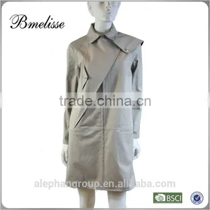 New Fashion Ladies Trench Coat Classic Style Custom Made Jacket Lady Grey Wool Trench Coat thumbnail-1