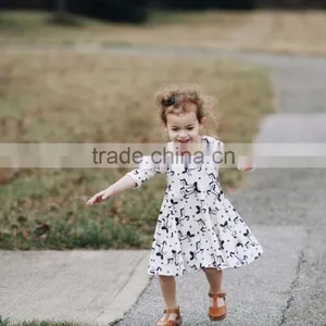 Little Girls Fall Clothing Kids Unicorn Twril Cotton Printed Long Sleeve Dress thumbnail-3
