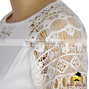 Bohemia Style Transparent Lace Floral Half Sleeve Plain Gray Cotton Harem Raglan Shirt Top Blouse thumbnail-4