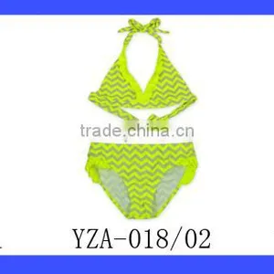 Remake Photo Props Blue Striped Halter Little Girl 2pcs Separable Swimwear Type Suit Set Teen Girl Bikini thumbnail-6