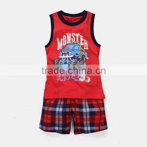 S16043A Wholesale Child Sleepwear Two Pieces 100% Cotton Kids Pajamas Clothing Sets thumbnail-1