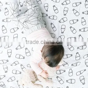 120cm*120cm Nursing Bottle Design Knitted Organic Cotton Bamboo Gauze Baby Muslin Swaddle thumbnail-1
