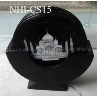 Black Marble Coaster Set Handmade Crafts Work Floral Design Home Decor & Gifts thumbnail-1
