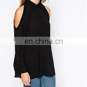 China Supplier Fashion Blouses 2015 / Dongguan Cold Shoulder Women Blouse / Clothing Manufacturers Chiffon Style Blouse thumbnail-3