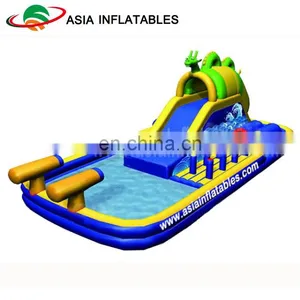 Custom Inflatable Snake Land Park With Pool , Floating Water Sport Games For Adult thumbnail-1