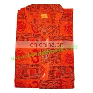 Half Sleeve Long Yoga Kurta in Cotton, Size : Chest 120 x Height 104 x Sleeve 25 Centimeters. thumbnail-3