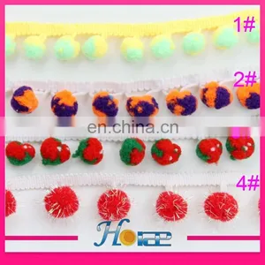 Fashion 2cm Width Colorful Tassel Fringe Pom Pom Trim for Clothing Hea189 thumbnail-1