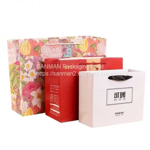 High End Paper Pink Shopping Package Bag thumbnail-5