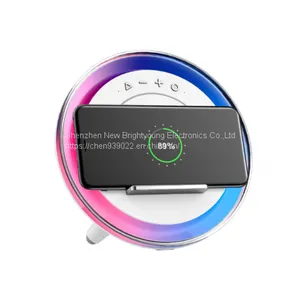 A21 Button Bluetooth Speaker Wireless Charging Colorful Atmosphere Bedside Lamp thumbnail-1