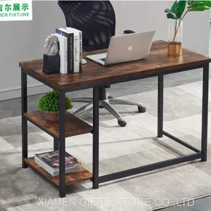 Wood Computer Desk With Bookshelf Industrial Vintage Work Table thumbnail-3