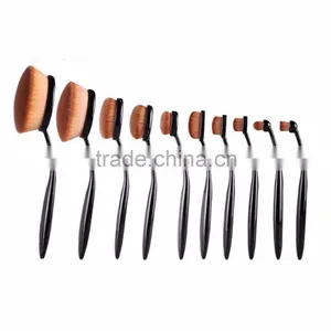 Logo Branding Oval Makeup Brush, Professional Cosmetic Makeup Brushes 10pcs/set thumbnail-3