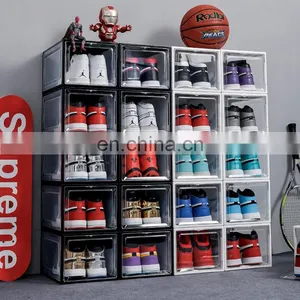 Premium Clear Transparent Plastic Sneaker Shoe Storage Box Foldable Stackable Shoe Rack Jordan Shoes Case Display Container thumbnail-4