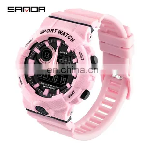 SANDA 3030 Multi-functional Ladies Brand Digital Watches Alarm Waterproof Luminous Chronograph Fashion Girls Wrist Watches thumbnail-1