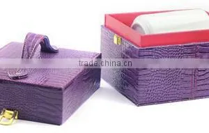 High Quality Purple Faux Leather Jewelry Display Case for Sale,purple Crocodile Leather Jewelry Box,make Jewelry Display Case thumbnail-3