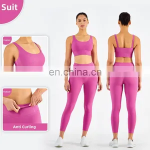 Gym Activewear Women Sling Wide Shoulder Bra Fitness Ribber Tank Top Running Sports Bra thumbnail-3