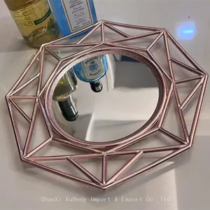 Wholesale Luxury Gold Colored Plastic Mirrored Fruit Charger Plates For Wedding Christmas thumbnail-3