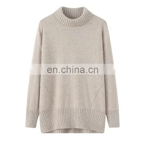 Best Material Oversized Chunky Knit Pullover Pure Cashmere Turtleneck Mock Neck Sweater for Women Casual Plus Size Winter Autumn thumbnail-1