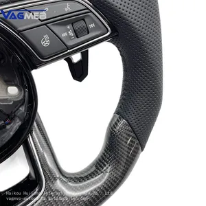 For Audi A4 B9 Heated Carbon Fiber Perforated Black Stitching Steering Wheel With S /RS Logo Accessories thumbnail-2