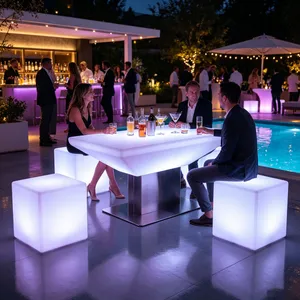 Modern Rechargeable LED Illuminated Eco-Friendly Water Resistant Plastic Glowing Outdoor Bar Furniture for Supermarket Park Home thumbnail-3
