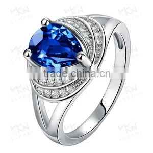 2015 Latest Popular Light Large Blue Natural Stone Rings for Young Women thumbnail-1