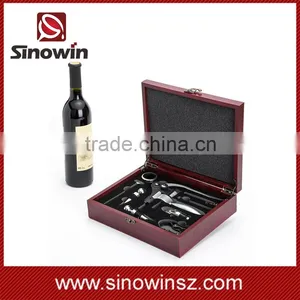 Deluxy Wood Box Wine Opener Set 9 Pieces Accessories thumbnail-2