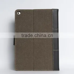 Genuine Leather and Canvas Smart Tablet pc Cover for Ipad Air 2 thumbnail-3