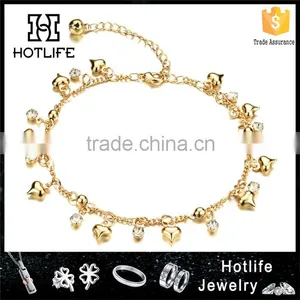 2016 Latest Style Stainless Steel Love&crystal Gold Anklet Designs thumbnail-1