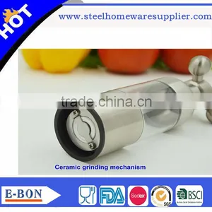 High Quality Customized Logo Stainless Steel Button Salt and Pepper Mill for Five-star Hotel thumbnail-4