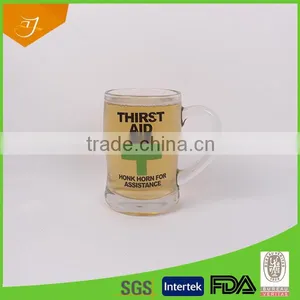 Glass Beer Mug With Handle Glass Beer Mugs With Design Decal thumbnail-1