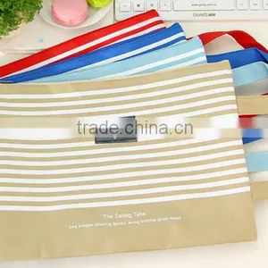 Striped Printing Polyester A4 Document Bag With Zipper thumbnail-5