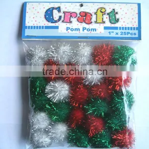 Christmas Party Decoration Glitter Metallic Pompoms thumbnail-1