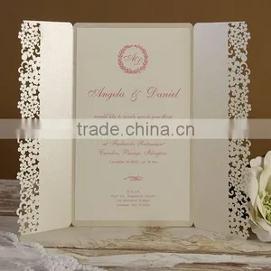 Laser Cut Gatefold Flower Floral Filigree Wedding Invitation With Envelopes and Personalisation thumbnail-1