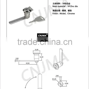 Tabular Semicircle Type Cam Lock With Steel Keys Furniture Lock thumbnail-6